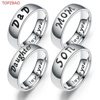 love dad mom son daughter decoration family ring stainless steel family travel jewelry