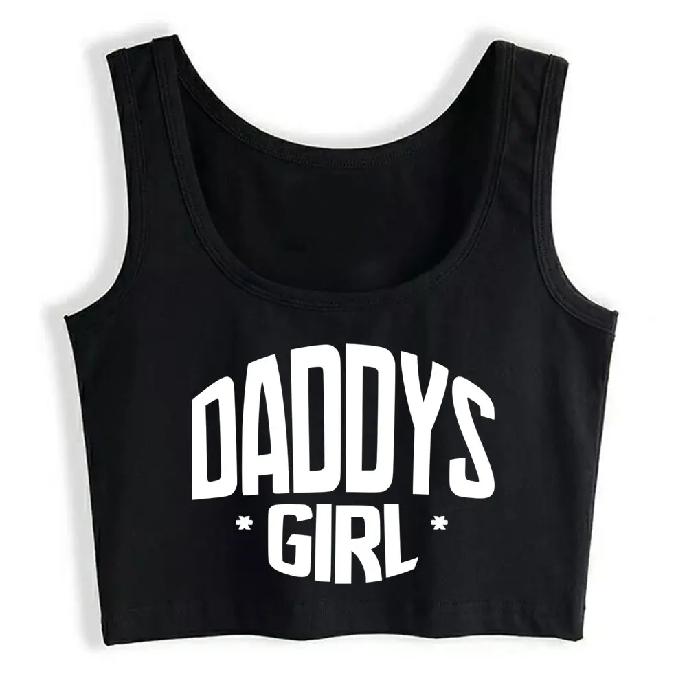 

Boho Crop Top Daddys Girl Funny Inscriptions Cotton Y2k Tops Womens Tops blusas mujer de moda 2021 verano Gym Tank Top Women