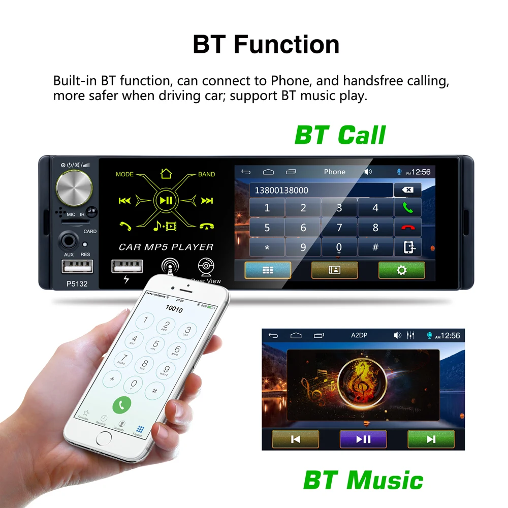 

REAKOSOUND 1Din 4.1'' Touch Screen Car In-Dash Capacitive Stereo Audio AM FM RDS Bluetooth Radio MP5 Multimedia Player