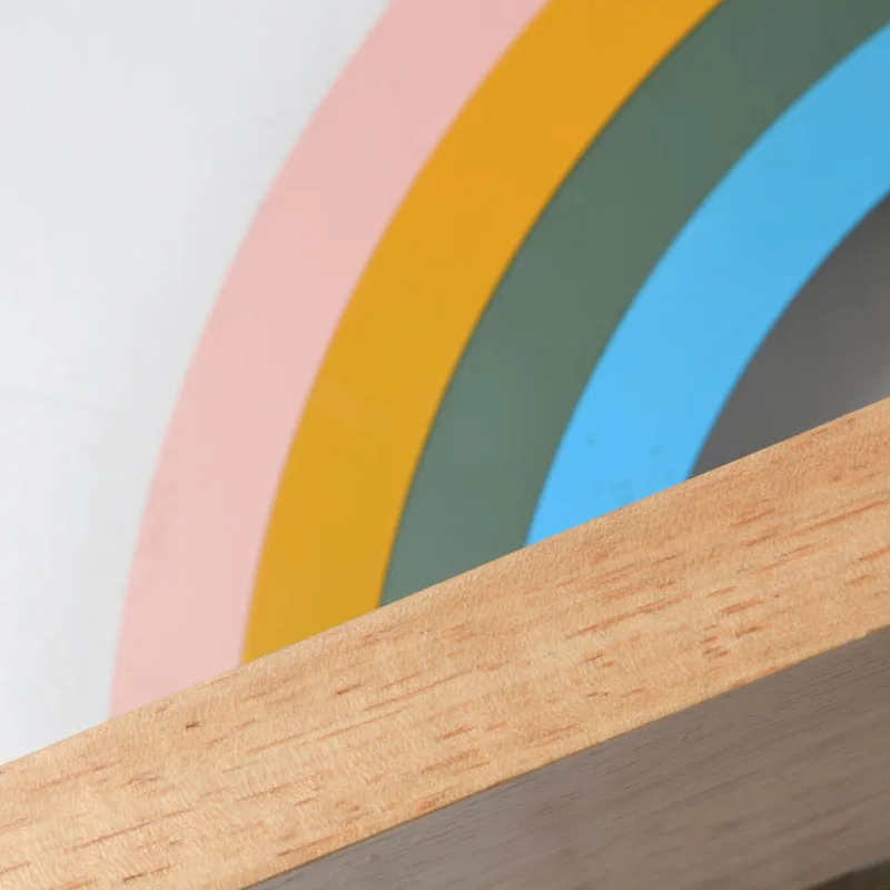 

Creative rainbow wall lamp solid wood shelf lamp cute children's room lamp personality bedroom bedside lamp