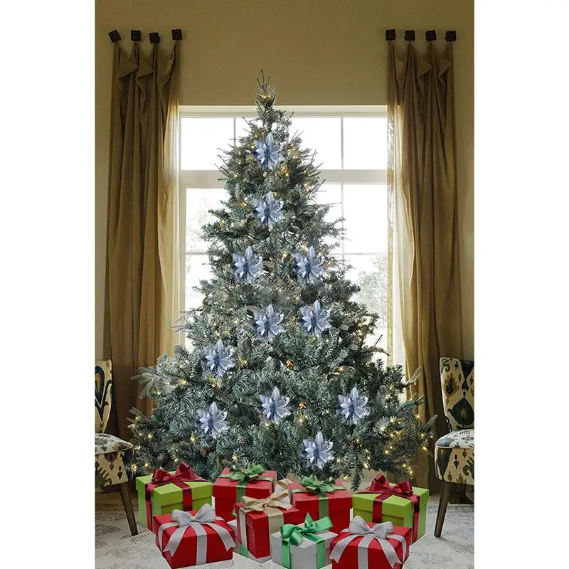 Искусственные цветы для украшения блестящие Пуансетии искусственные сделай сам