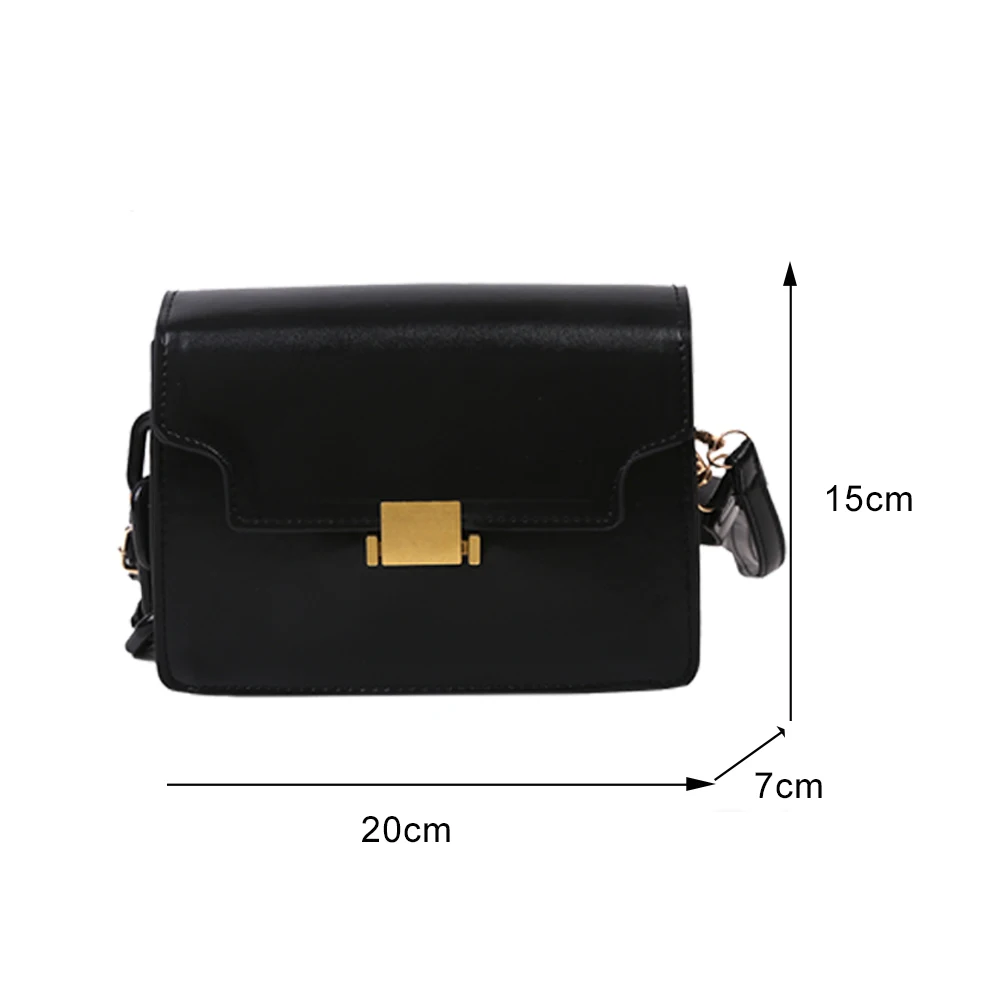 

Popular Simple Female Daily Bag Fashion Women Messenger Purse Solid PU Leather Street Commuter Chain Handbags