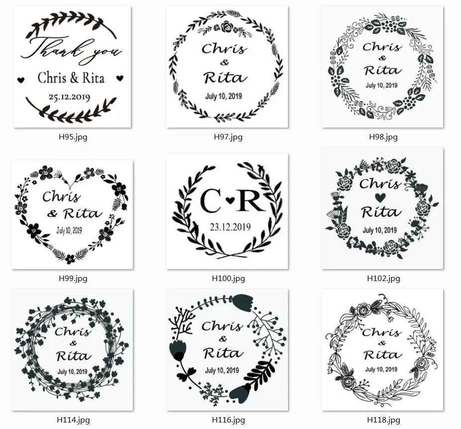 Wreath Flower Wedding custom stamp Self Inking business name address invitation handmade scrapbooking stamp 40 Circle