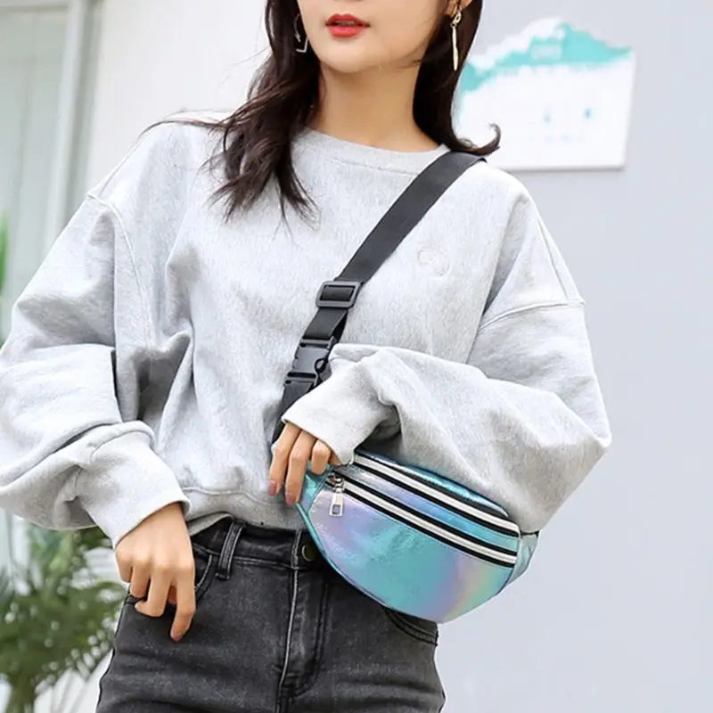 

Women Holographic Waist Fanny Pack Belt Bag Travel Hip Bum Chest Phone Pouch