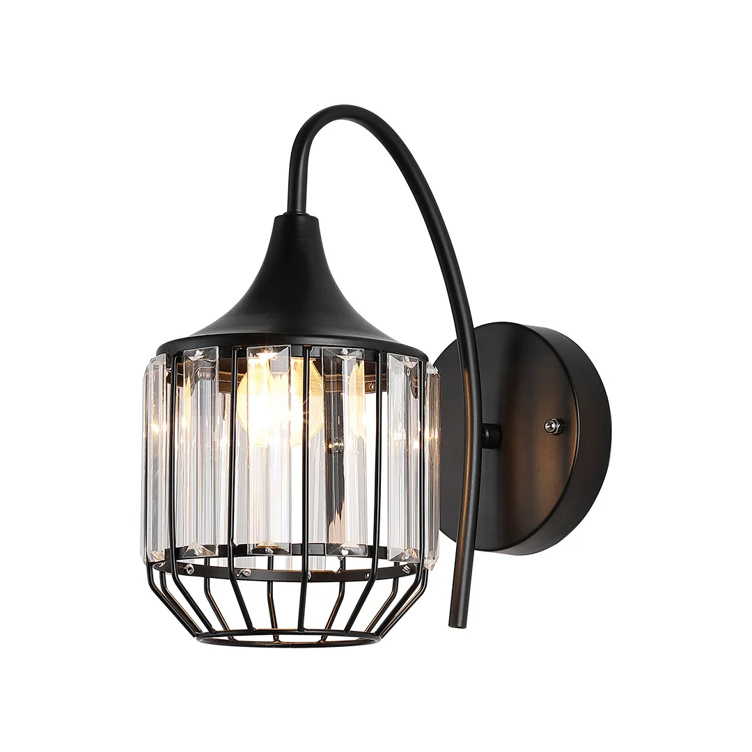 Современная черная железная настенная лампа лампы с кристаллами для гостиной