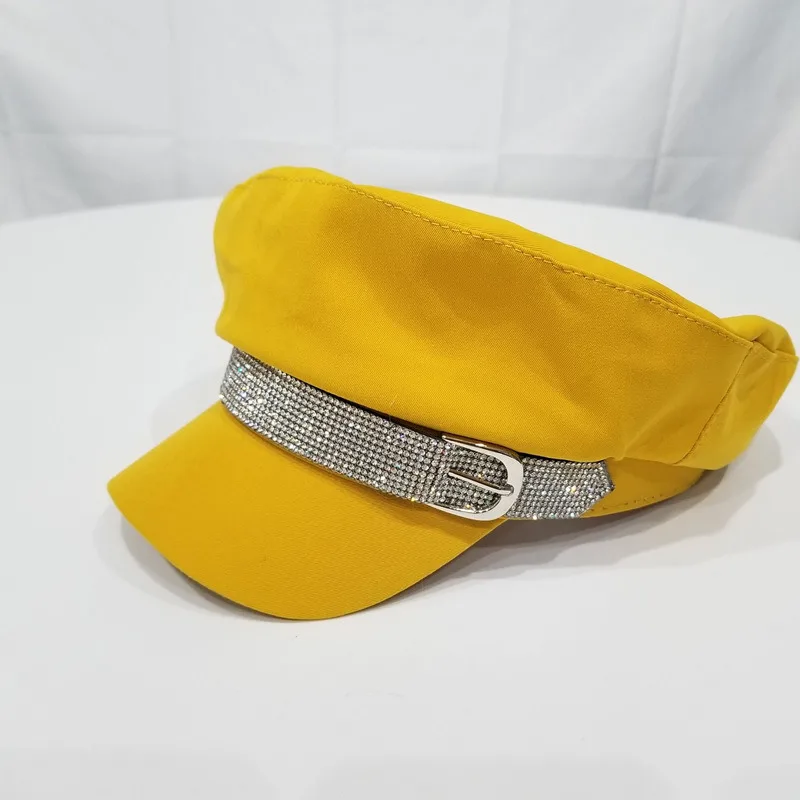 Блестящие стразы военные шапки креативный дизайн с пряжкой хлопковые
