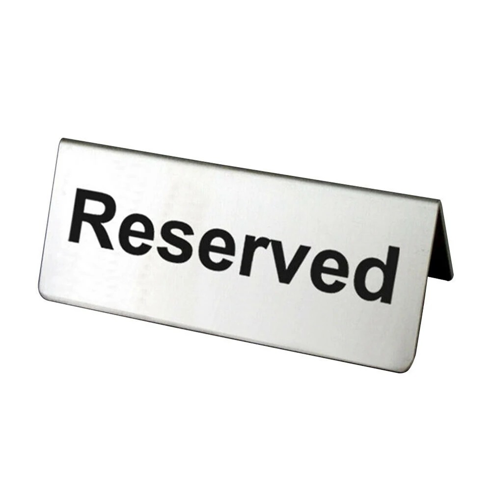 

For Cafes Hotels Restaurants Bar Reusable Double Sided Stainless Steel Table Sign Card Holder Tabletop Reserved Signs