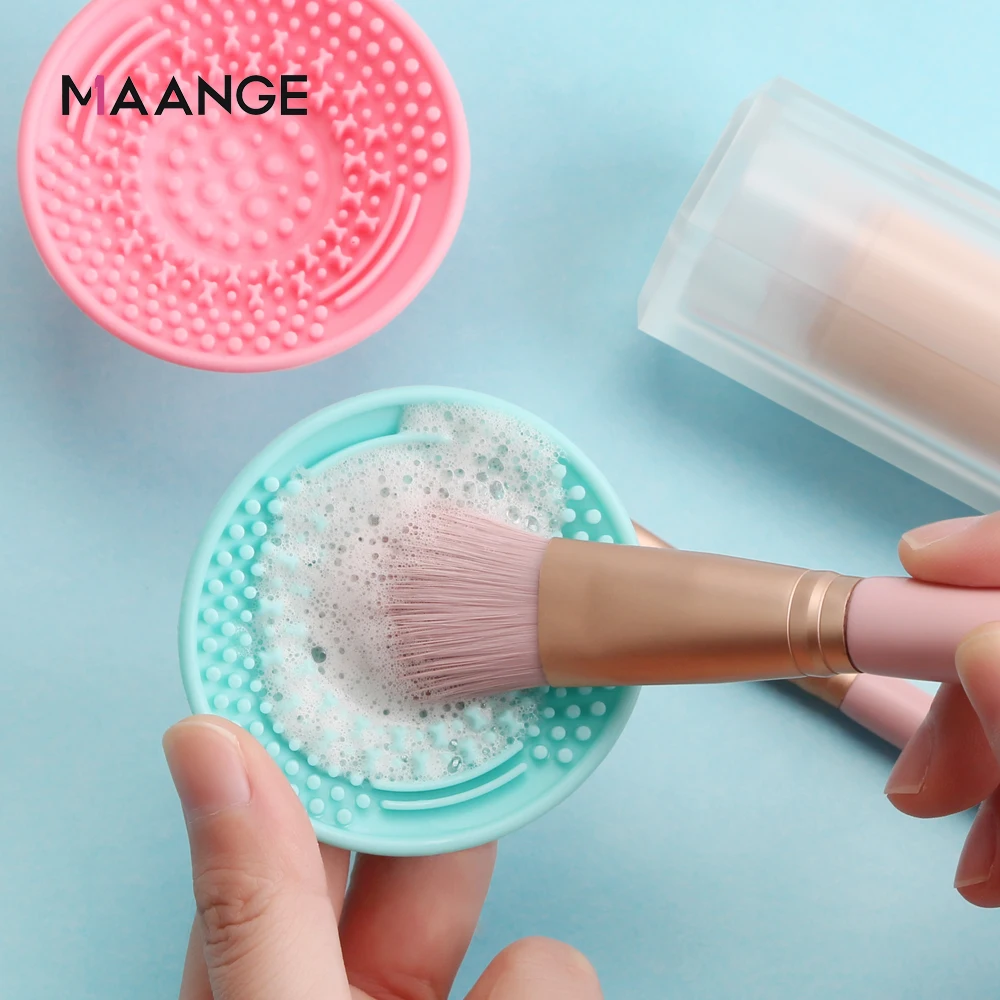 MAANGE 1pc Silicone Makeup Brush Cleaner Pad Sucker Cosmetic Cleaning Mat Washing Scrubber Board Universal Make up Tool Hand Hel