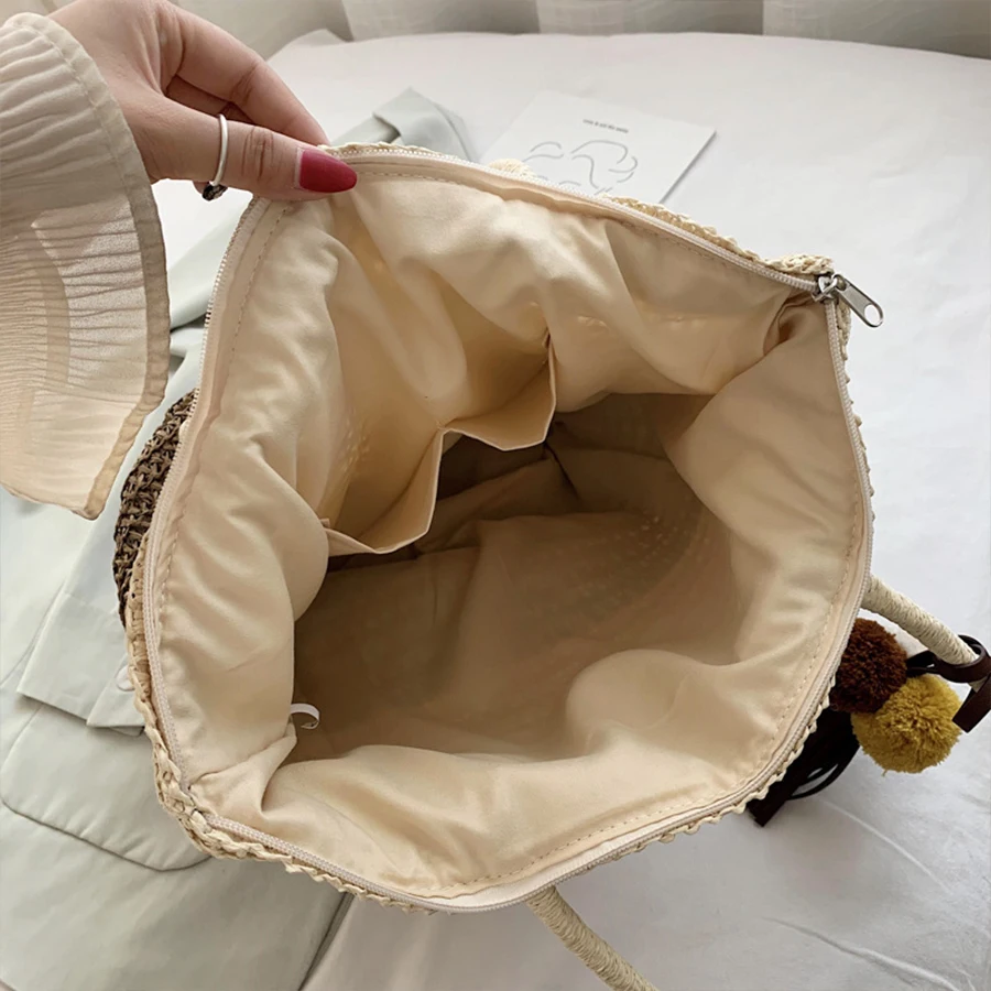 

New Summer Straw Weave Shoulder Bags 2021 Women's Beach Holiday Crossbody Bag Casual Rattan Large Capacity Handbags Bucket Bag