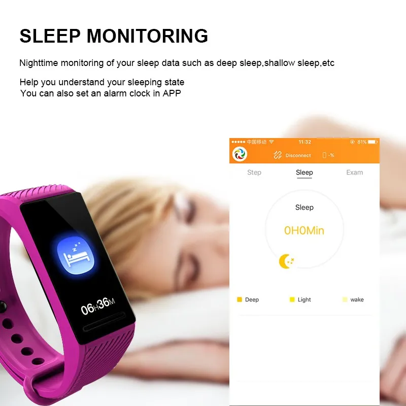 

Smart Band Waterproof fitness Health Heart Rate Blood Pressure Monitor High Brightness Colorful Screen Smart Bracelet Wristband