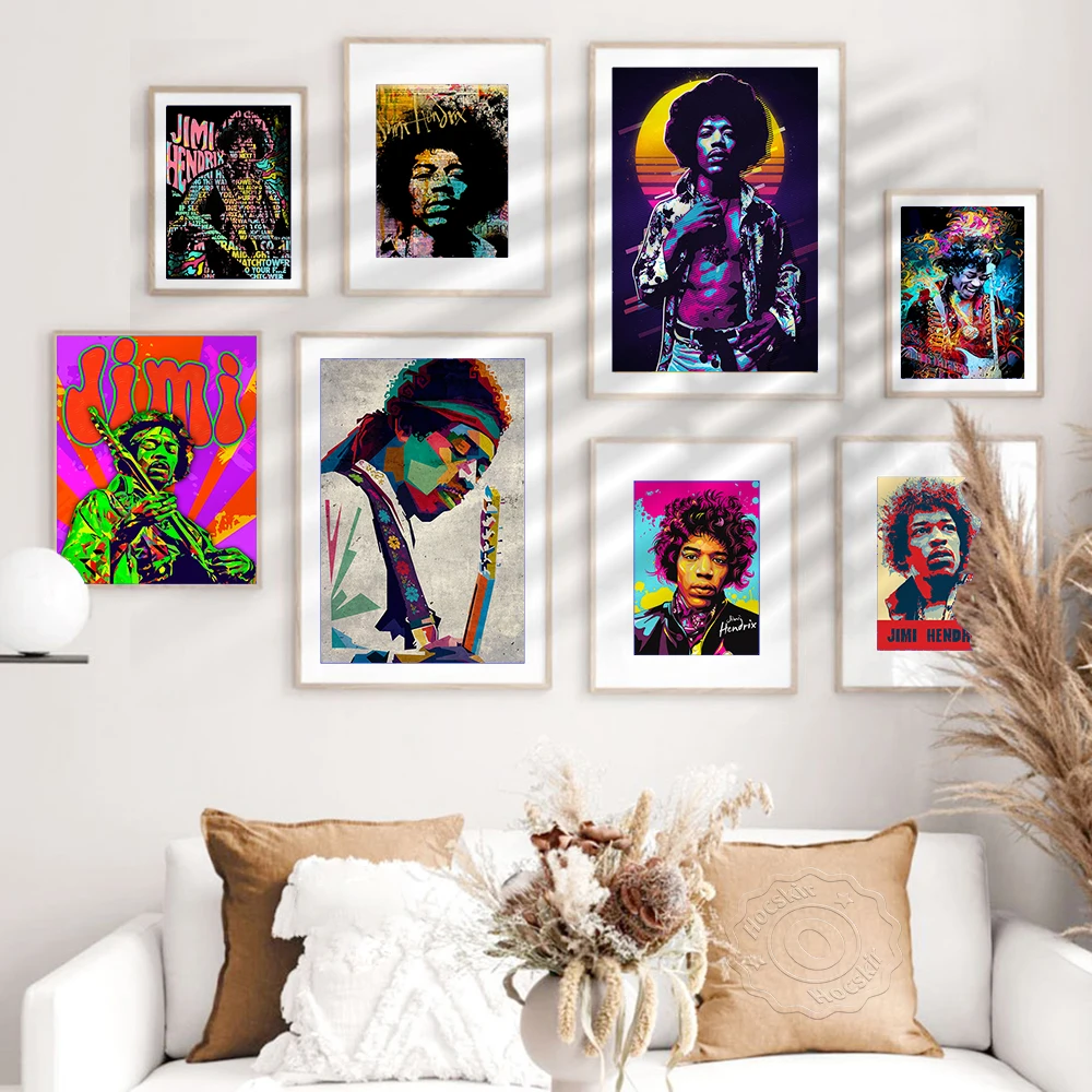 elektrische gitarre gott jimi hendrix poster rock musik star vintage poster bar cafe home dekoration malerei wand aufkleber leinwand free global shipp
