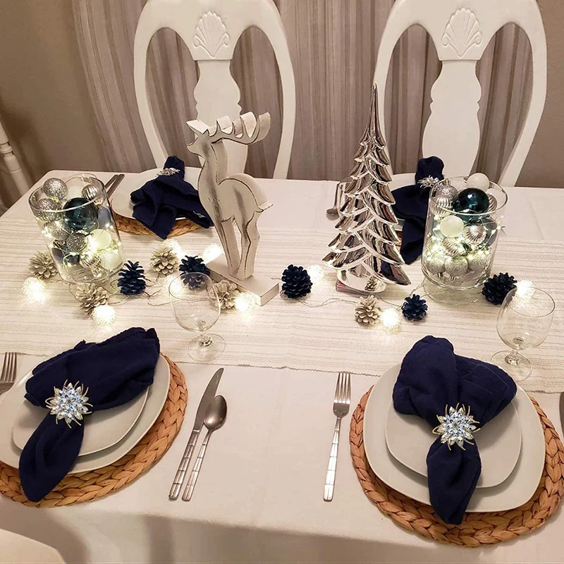 

12 Pcs Napkin Ring Lotus Table Napkin Wedding Christmas Napkin Buckle Holder for Birthday Party Holiday Dinner,Etc