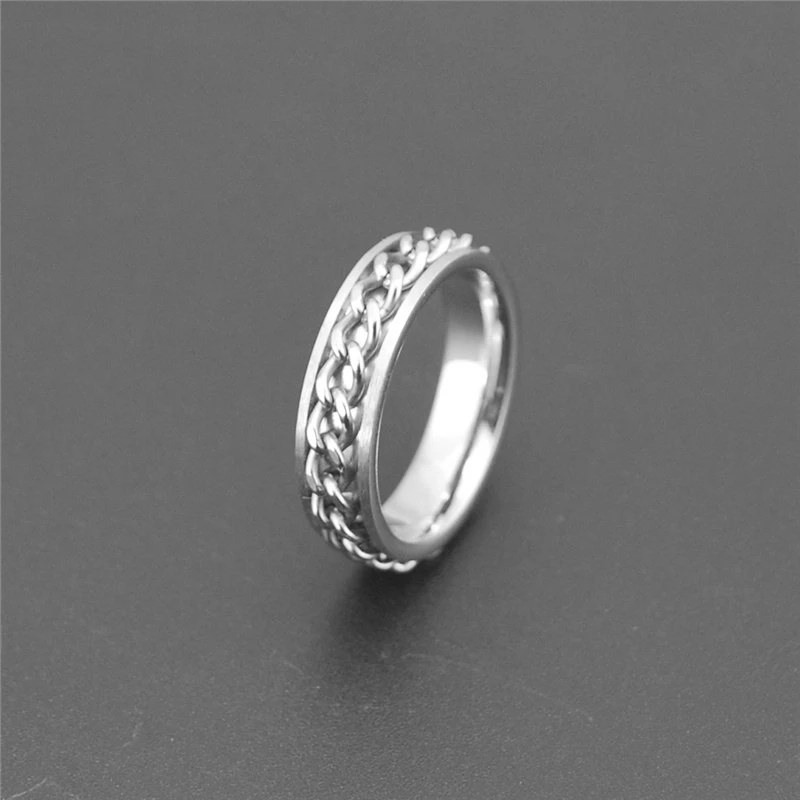 

2021 Newest Designs Silver Color NK Chain Couple Rings for Women Girls Fashion 5mm Stainless Steel Wedding Bands Finger Jewelry