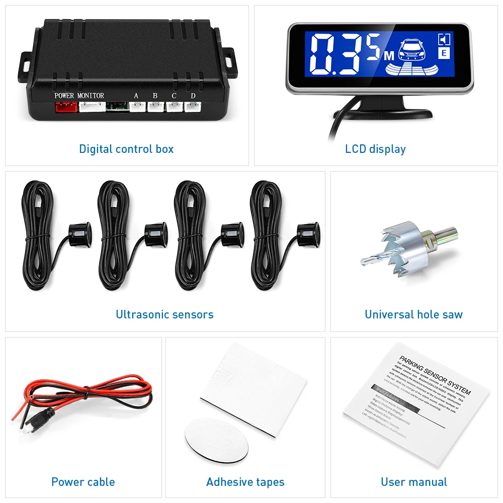 Парктроник для автомобиля датчики с ЖК-дисплеем автостоянка радар-монитор