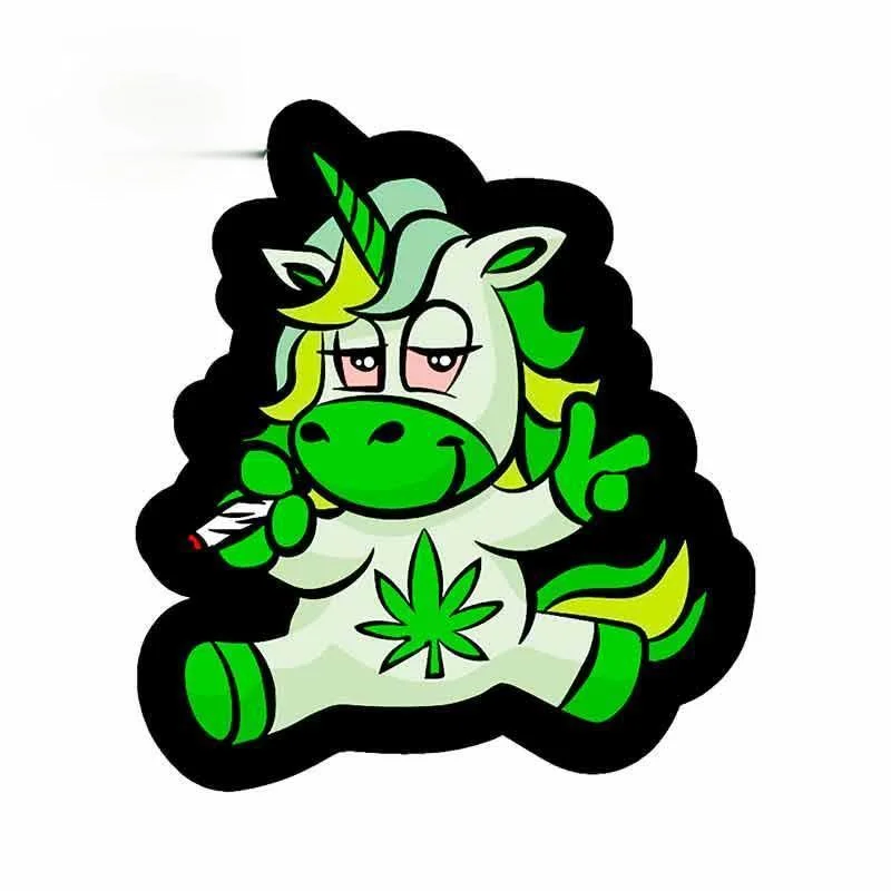

WEED UNICORN Car Sticker Decorative Accessories Creative Sunscreen Motorcycle Helmet Decal High Quality KK Vinyl Cover Scratches