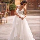 Sumnus ТРАПЕЦИЕВИДНОЕ свадебное платье 2021 пикантные туфли с низким вырезом на спине на тонких бретелях 3D цветок свадебное платье принцессы Свадебное платье размера плюс