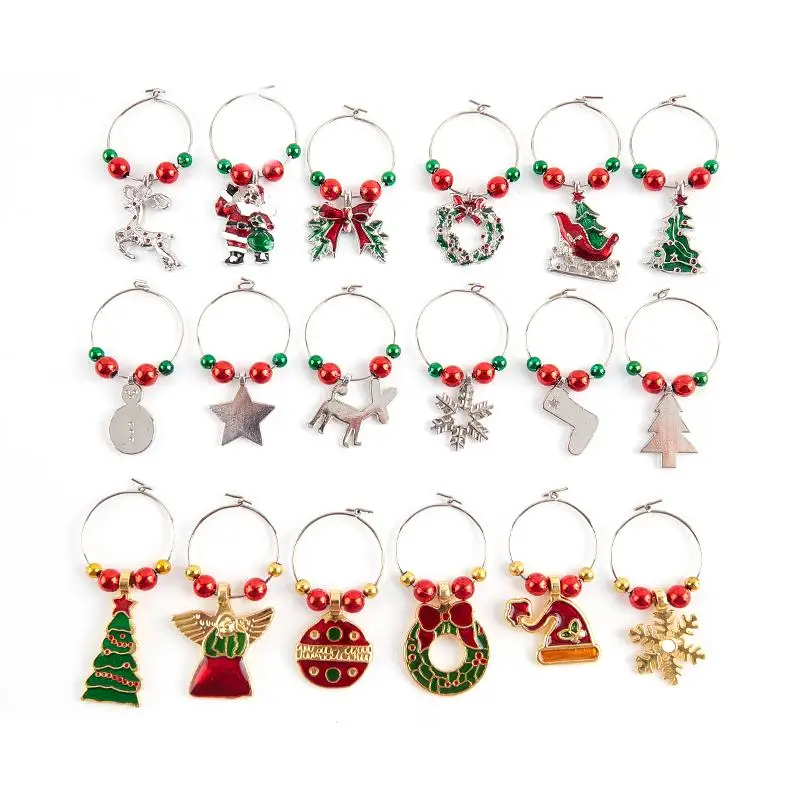 

6 шт./партия Рождественские Подвески для темативечерние, бирки для бокалов, рождественские винные кольца, Новинка