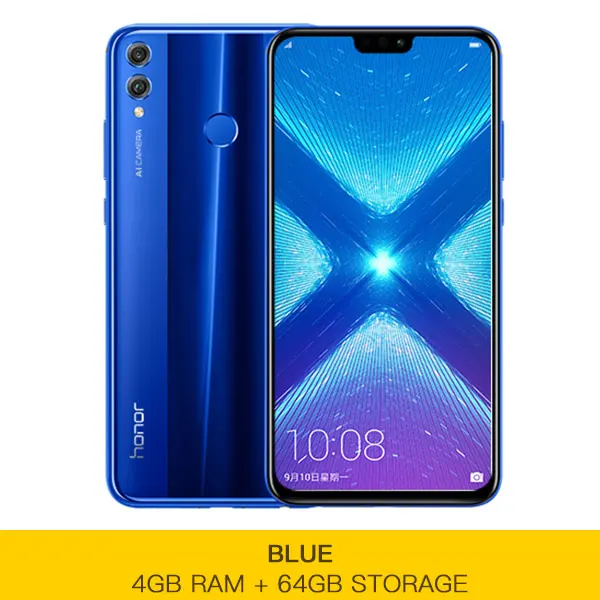 4G 64G Blue Honor 8X8 X, смартфон Kirin 710, 4 Гб ОЗУ, 64 Гб ПЗУ, экран 6,5 дюйма, четыре ядра, отпечаток пальца, ID, 3750 мАч, задняя камера 20 МП - Цвет: 4G 64G Blue