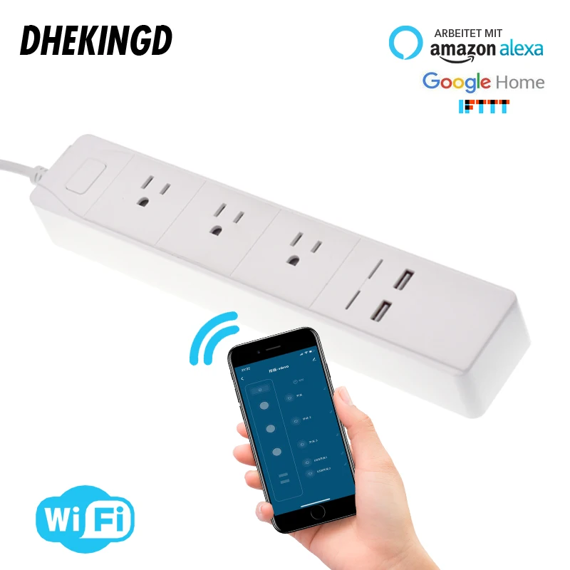 wifi USB Power Strip smart US plug Overload Switch Surge Protector 2 Port USB Charger 1.8m 10A wifi socket
