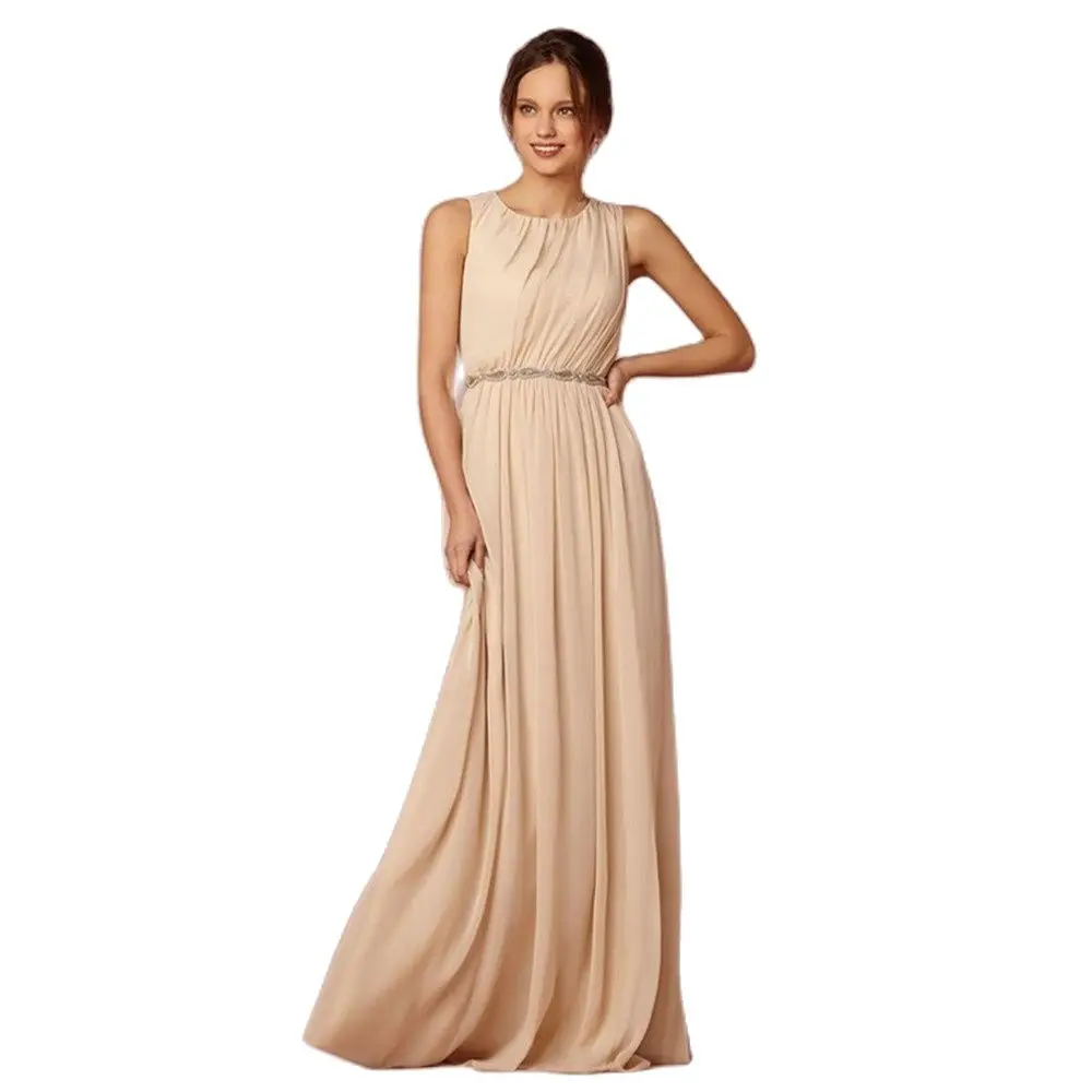 

Trendy chiffon long Vestidos married years ago dress champagne Festa dress RON invited tone marriage online store