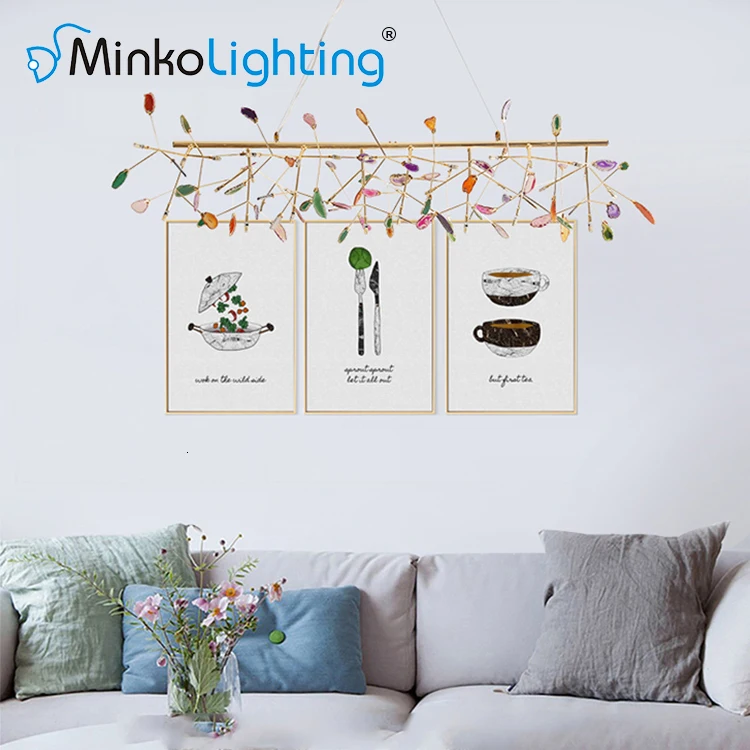 Custom Agate Led Pendant Lighting Lamp Fixture Iron Metal Modern Light Scandinavian lamparas de techo colgante | Освещение