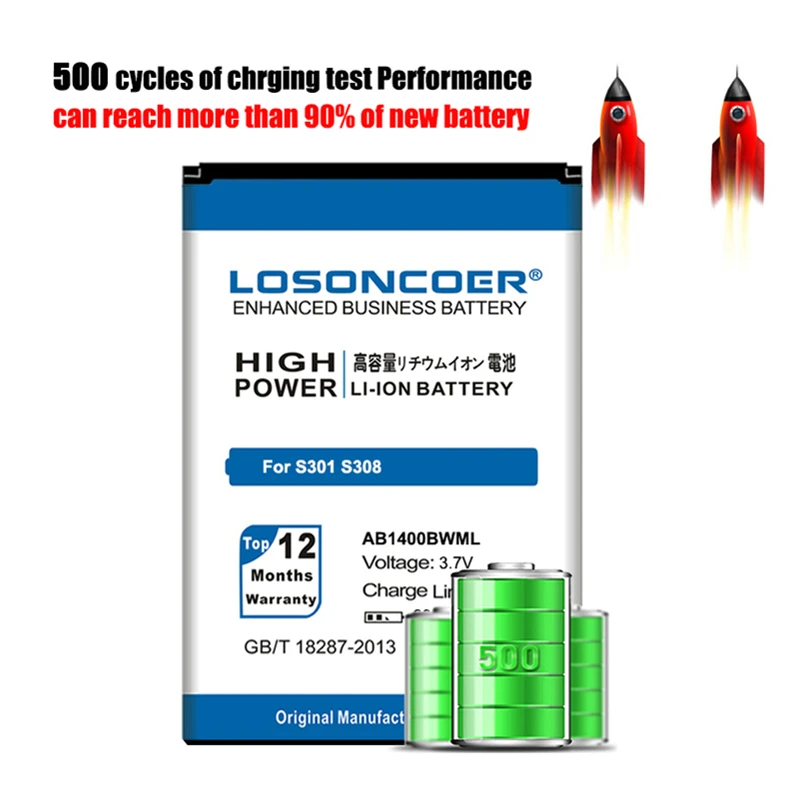 LOSONCOER 2900mAh AB1400BWML батареи для сотового телефона PHILIPS S301 S308 CTS308 | Мобильные телефоны