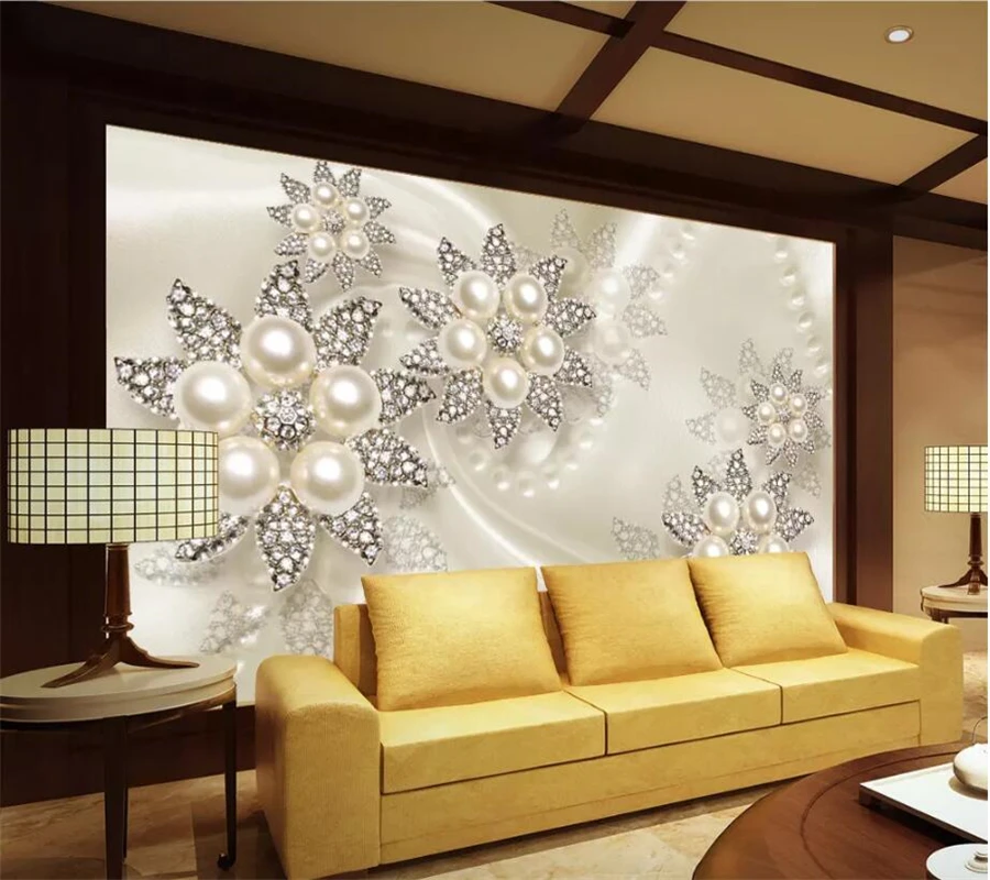 Фотообои на заказ 3D Алмазные украшения цветы ТВ фон настенная живопись tapeta tapet |