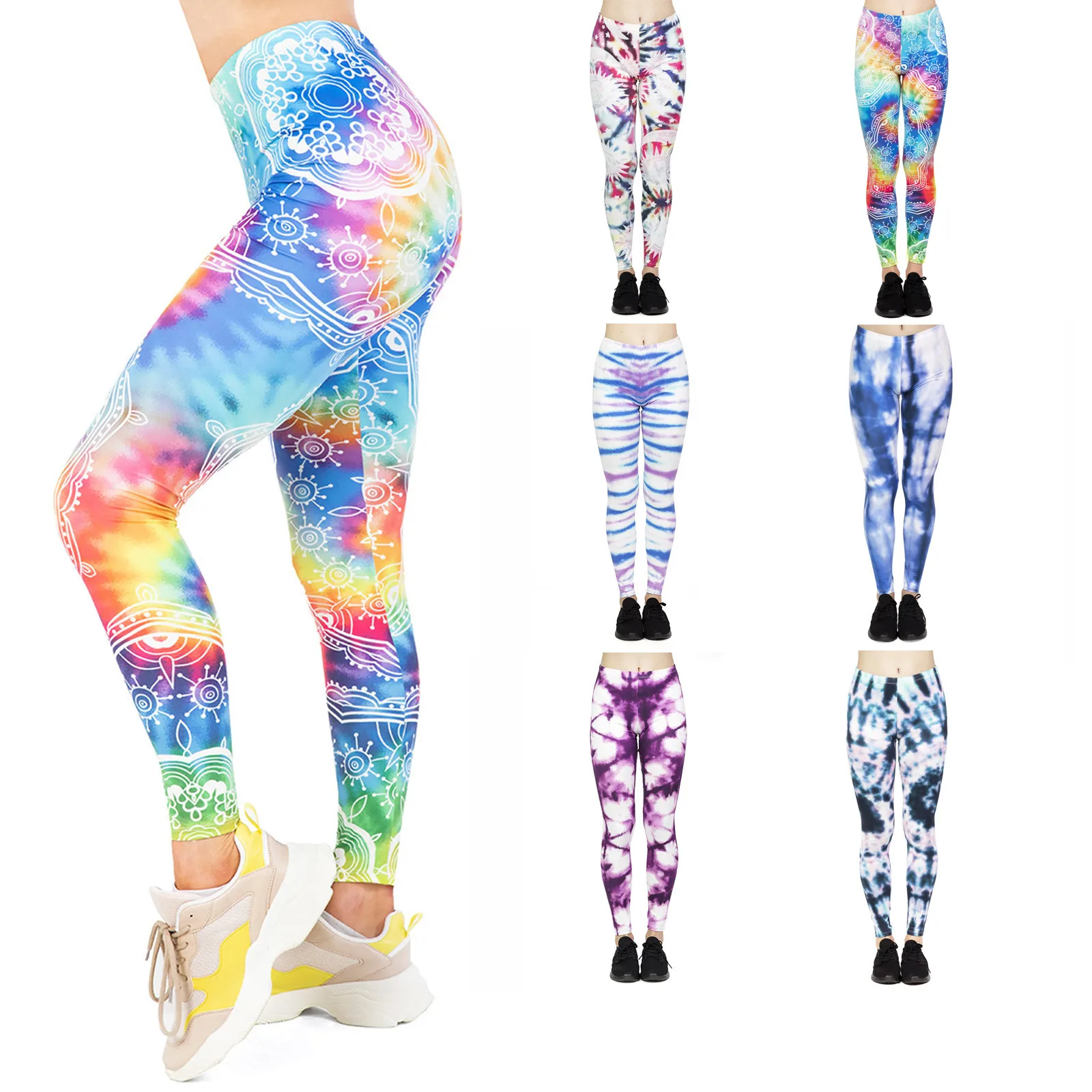 

Женские леггинсы для фитнеса с принтом, эластичные бесшовные леггинсы до щиколотки из полиэстера с пуш-ап эффектом и высокой талией