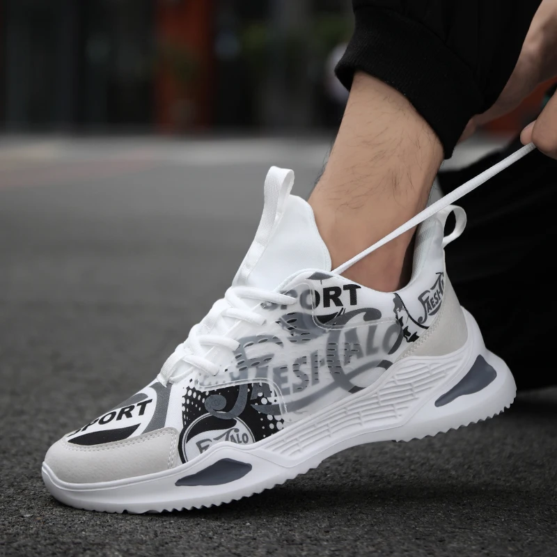 

New Korean style outdoor casual shoes ins graffiti sports shoes, fashion all-match non-slip wear-resistant running shoes