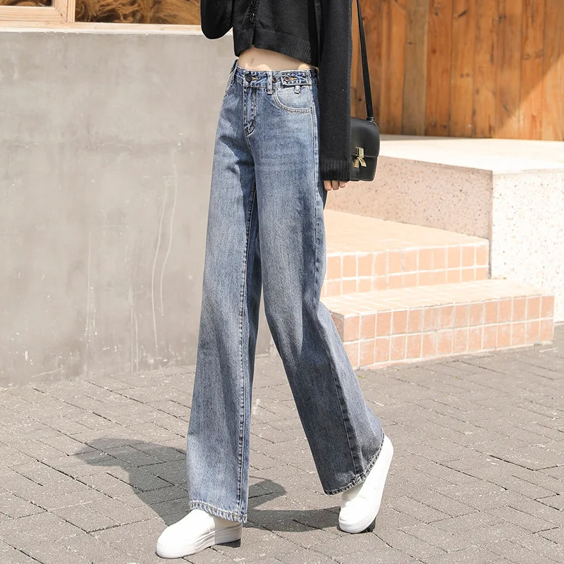 Широкие прямые свободные сверхдлинные джинсы для женщин | Женская одежда