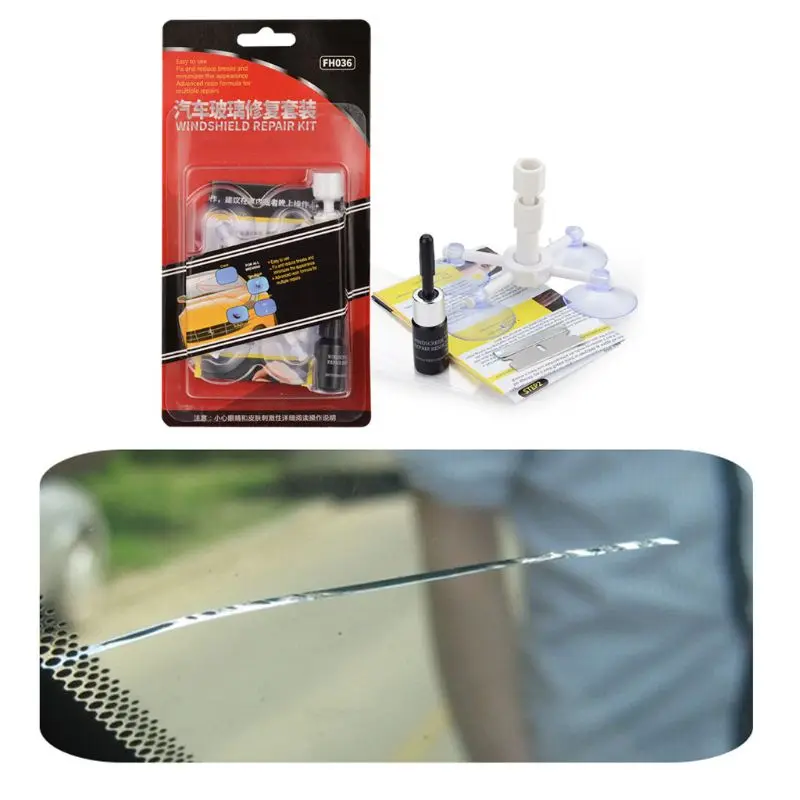 

Windshield Repair Kit Quick Fix DIY Car Wind Glass Bullseye Rock Chip Crack Star