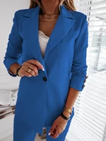 single button casual commute blazers office lady long sleeve lapel slim suits solid colors formal clothing spring autumn outcoat