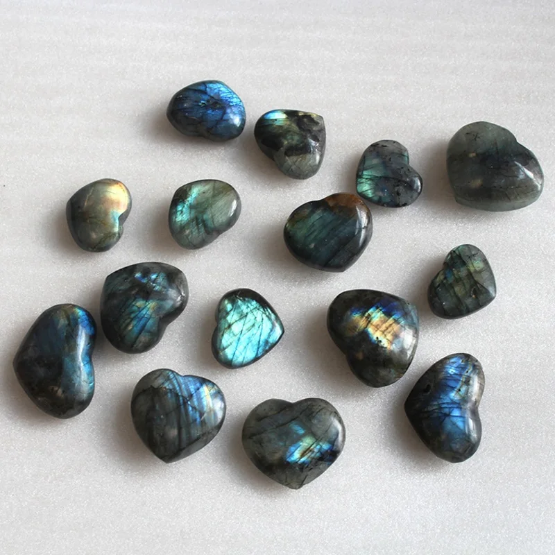 Натуральный Лабрадорит в форме сердца хрустальный камень кулон Лунный тонущий