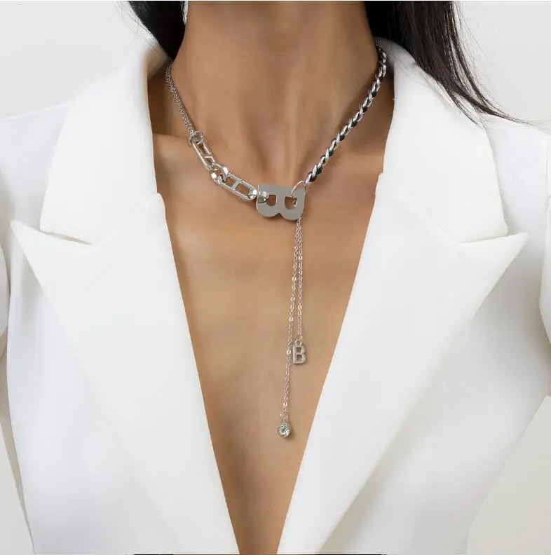 Ожерелье золотистого цвета с буквой B и инициалом ожерелья цепочки для женщин