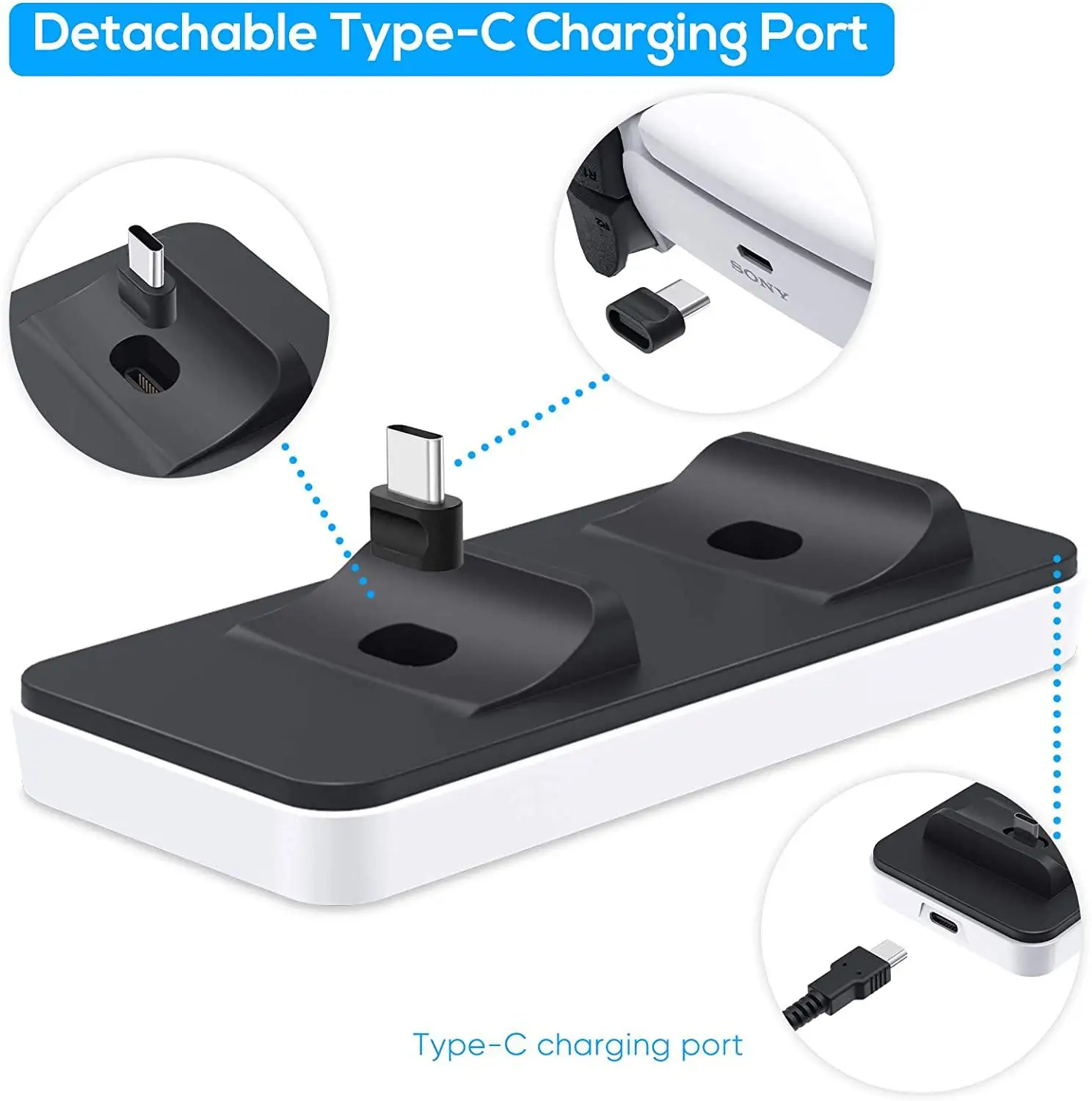 ps5 charging dock for playstation 5 controller dualsense charger station stand wireless type c charging cable free global shipping