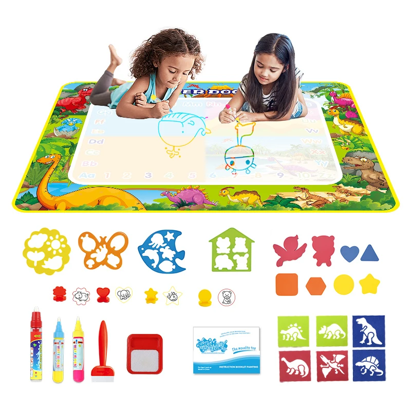 4 Style Big Size Magic Doodle Water Drawing Mat & Painting Pens Stamp Set Coloring Board Educational Toys for Kids Birthday Gift