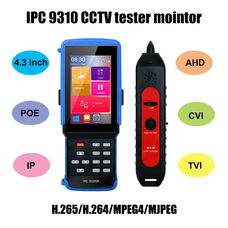 IPC 9310 4 3 &quot HD WiFi монитор AHD CVI TVI аналоговая CVBS RS485 5MP ip камера поддерживает POE ONVIF 4K H.265