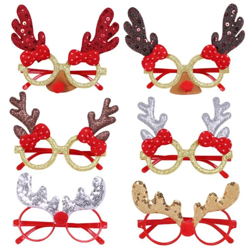 

100PChildren Antlers Glasses Frame Kids Birthday Toys Gifts Eyewear Holiday Dress Up Props Christmas Decoration Eyeglasses