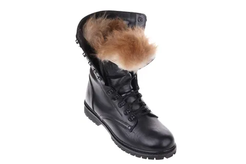 Зимние мужские берцы (ботильоны) из натуральной кожи с натуральным мехом, Военная обувь из натуральной кожи, мужские армейские ботинки