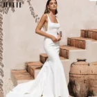 Женское атласное платье-Русалка JEHETH, белое платье на тонких бретельках с открытой спиной и квадратным вырезом, свадебное платье