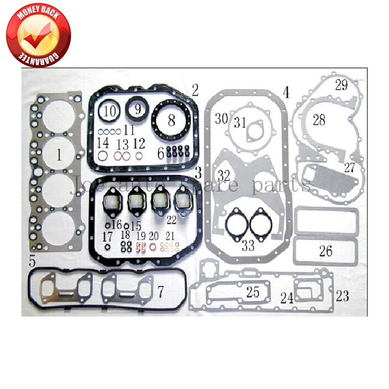 Полный комплект прокладок двигателя 4BE1 для Isuzu NKR NPR серии 3.6L 5-87811-193-0 5878111930 5 87811 193 0