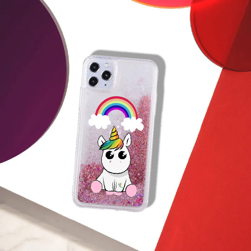 

Unicorn Girl Panda Rainbow Sparkle Liquid Real Glitter Phone Case Fundas Cover for iPhone 11 X XS XR Max Pro 7 8 7Plus 8Plus 6
