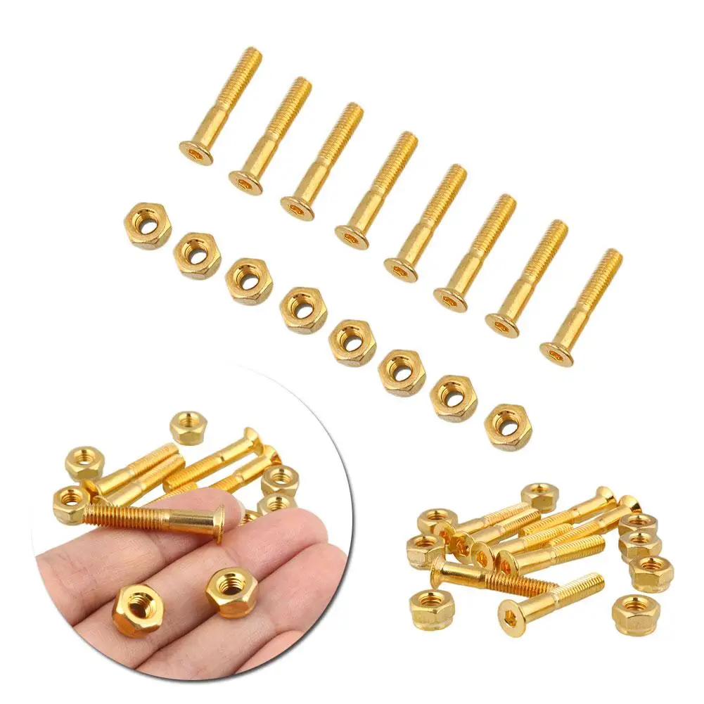 

8pcs/lot 29mm Skateboard Hardware Nails Bolt Screws Kit Set Skateboarding Gold
