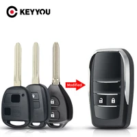 keyyou 23 buttons flip folding remote key shell for toyota corolla land cruiser yaris camry rav4 23 buttons fob key case logo