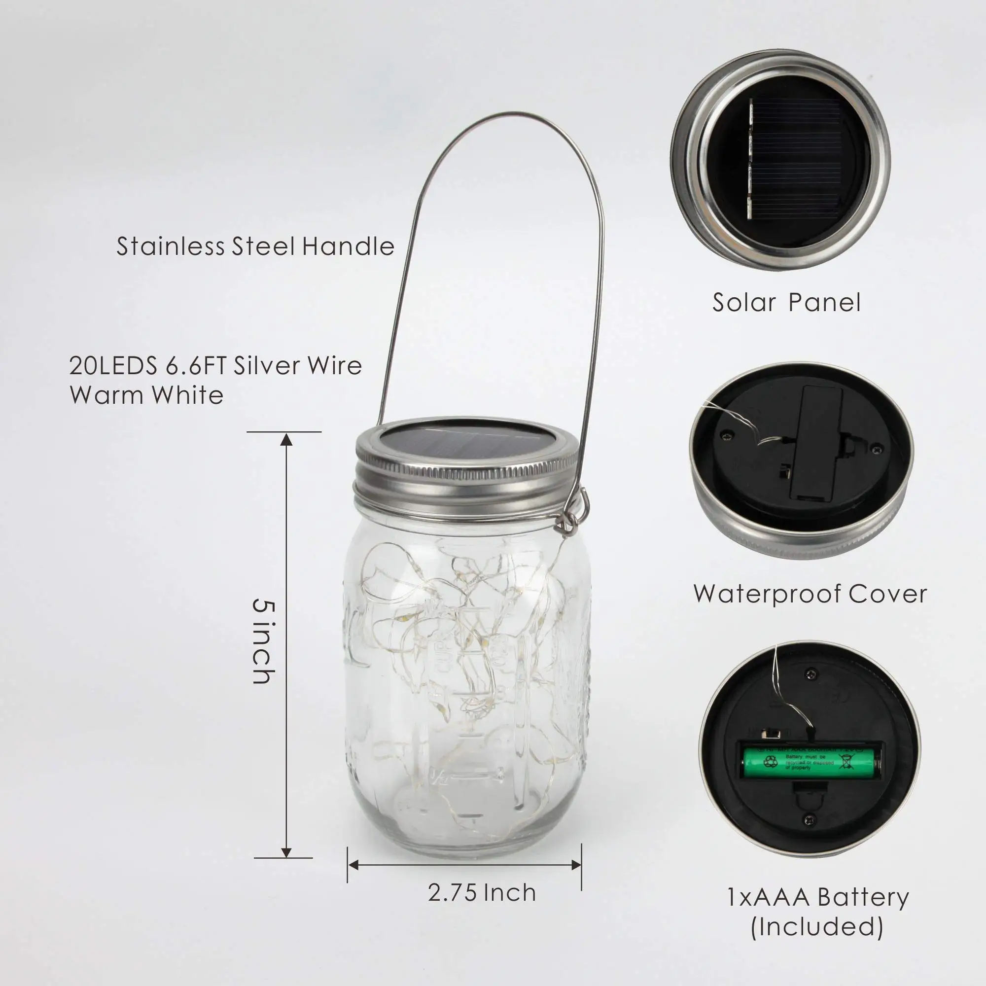 30 Светодиодов Фея светильник струны с стеклянная банка завинчивающейся крышкой