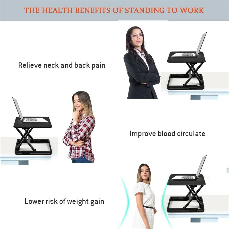 

Slim 8 Height Adjustable Standing Folding Lap Desk MDF PVC Powder Coated Iron Laptop Desks HW55979