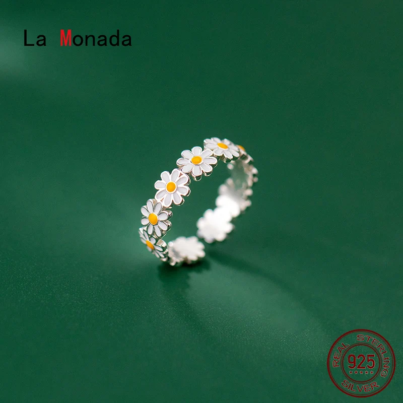 

La Monada 53-58mm Women Ring 925 Silver Finger Minimalist Flower Daisy Rings For Women 925 Silver Fine Jewerly Rings Woman
