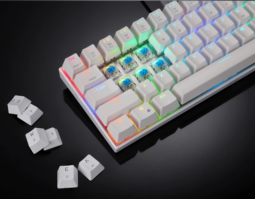 Motospeed CK62 USB Проводная/Bluetooth Двухрежимная игровая механическая клавиатура 61 клавиша RGB светодиодный подсветка для ПК компьютера геймера