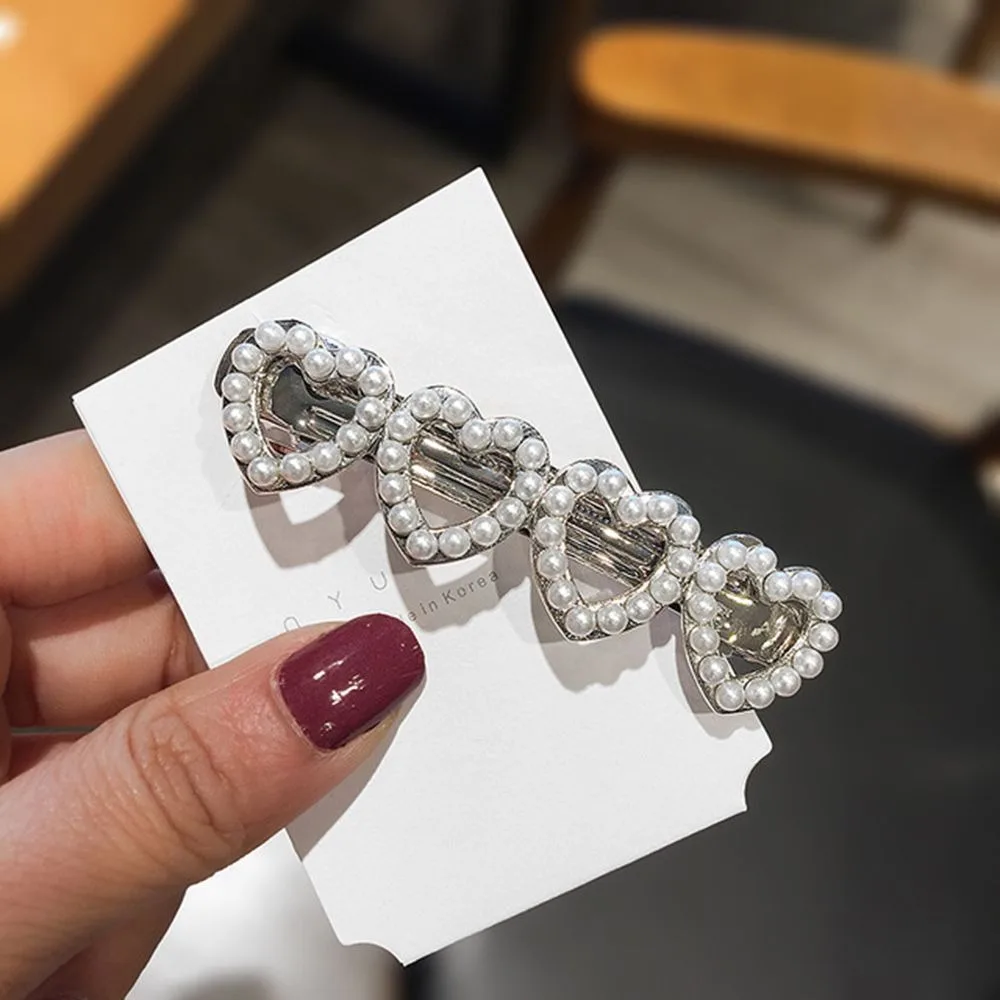 Новые женские милые жемчужные металлические заколки для волос золотые