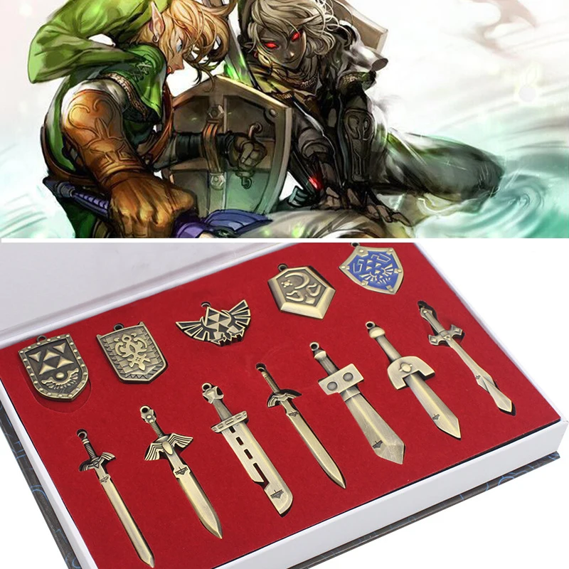 Легенда о Зельде Книги об оружии мечи Link 11 шт./компл. брелки для ключей Цепочки и